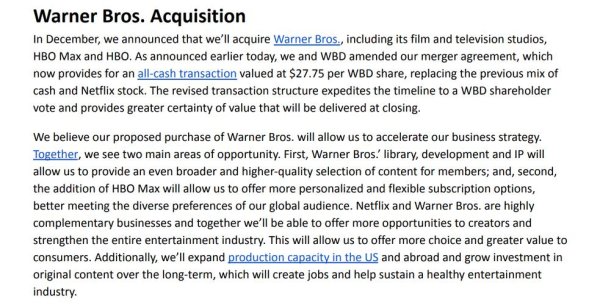 乐鱼体育app 奈飞改为全现金收购华纳兄弟探索 意在压制派拉蒙竞购